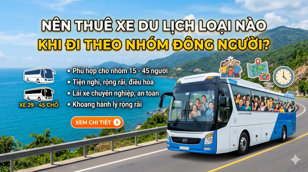 Xe du lịch chở nhóm đông người của Thuê xe Đại Việt